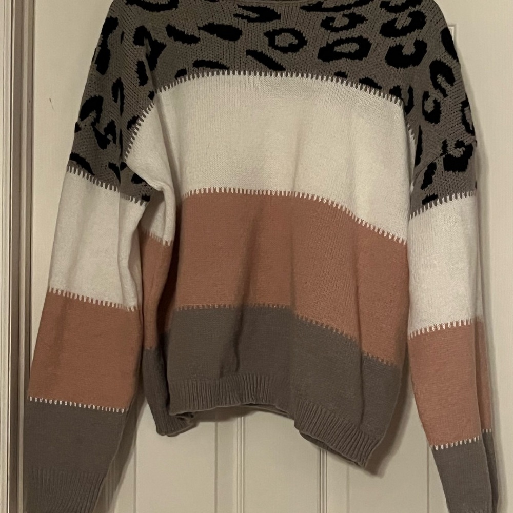 Leopard Print Color Block Sweater - Picture 5 of 5